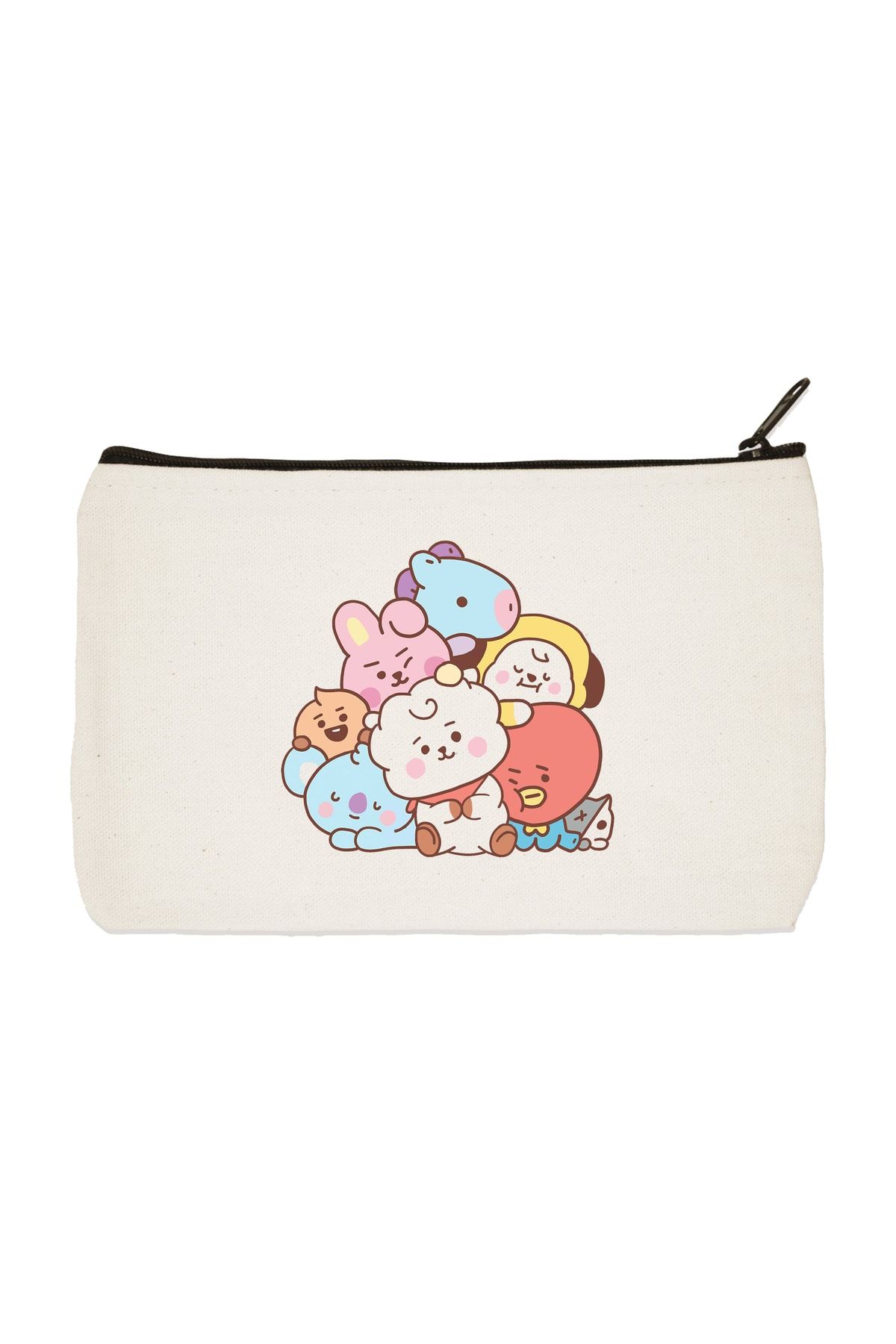 Designedfy Clutch BTS BT21 Baskılı Bez Makyaj Çantası: Şıklık ve Fonksiyon